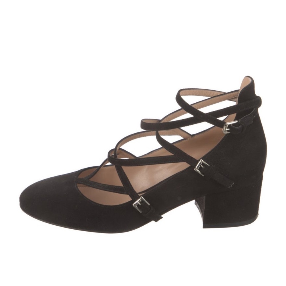 🖤 Gianvito Rossi Black Suede Strappy Block Heel Pumps with Box - Picture 13 of 14